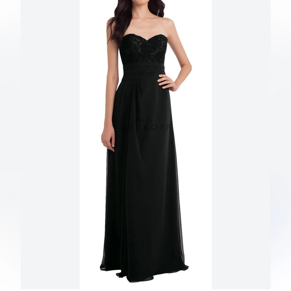 Bill Levkoff | Dresses | Vtg Bill Levkoff A Line Satin Strapless Pleated Bodice Formal Gown 6446ba89dff94de7489474c9