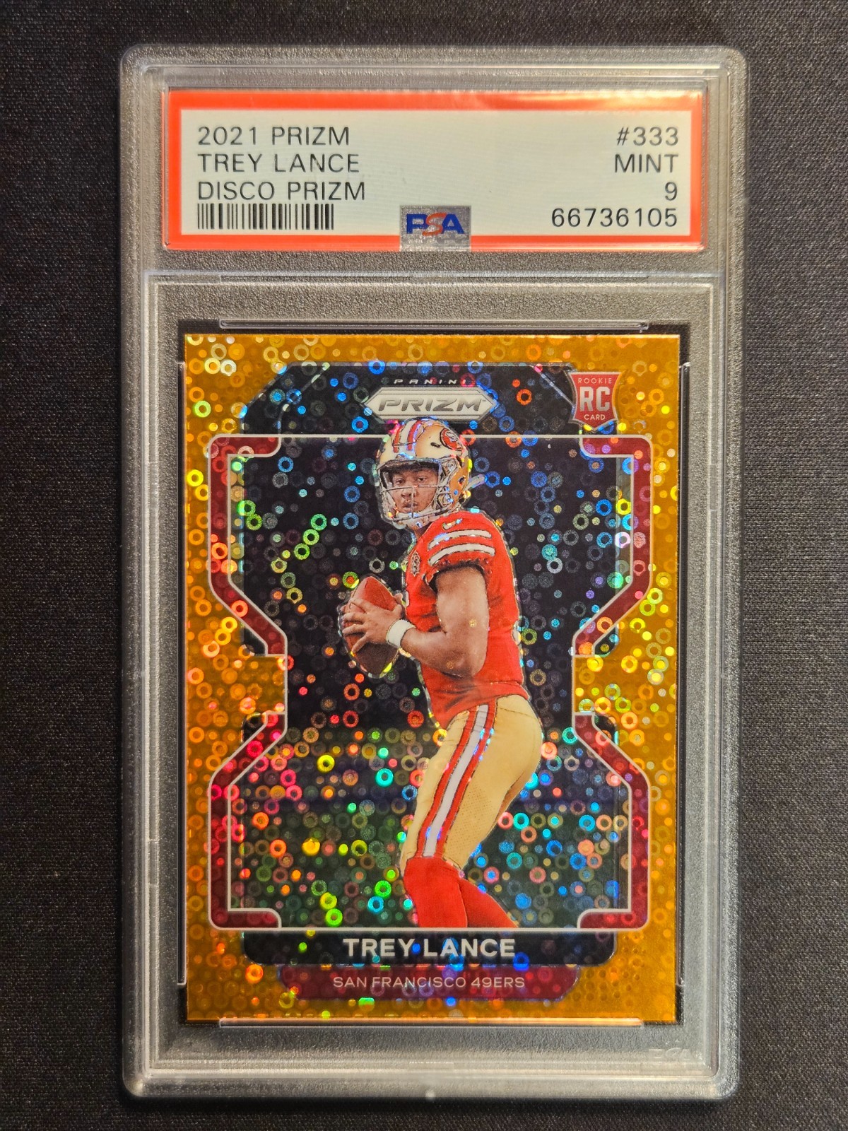 2021 Panini Prizm Trey Lance #333 Orange Disco PSA 9