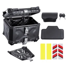 VEVOR✅Motorcycle Top Case,Universal Aluminum Alloy Motorbike Tail Box with Leat