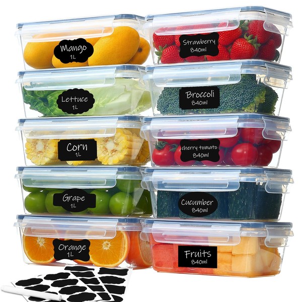 Frischhaltedosen Set 10 StüCk Luftdicht Stapelbar Bpa-Frei 5X1L 5X840Ml KüChe-image