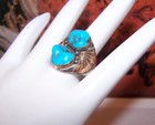 NAVAJO Native American Sterling Silver Turquoise Brass Ring - Size 10 — photo 3