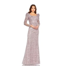 Mac Duggal 11187 Embroidered Applique Shoulder Detail Trumpet Gown Size 6 $698