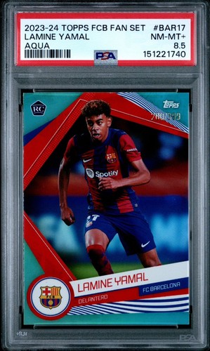 2023-24 Topps Team Set Lamine Yamal RC Rookie Teal Refractor /399 PSA 8.5 Spain