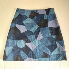 Christian Dior Patchwork Denim Skirt Size 37cm 50cm Flare Blue Cotton