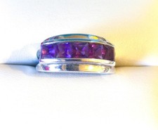 Vintage Sterling Silver Faceted Amethyst Ring Size 6