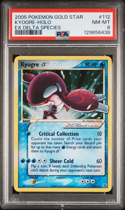 2005 POKEMON EX DELTA SPECIES GOLD STAR #112 KYOGRE-HOLO PSA 8