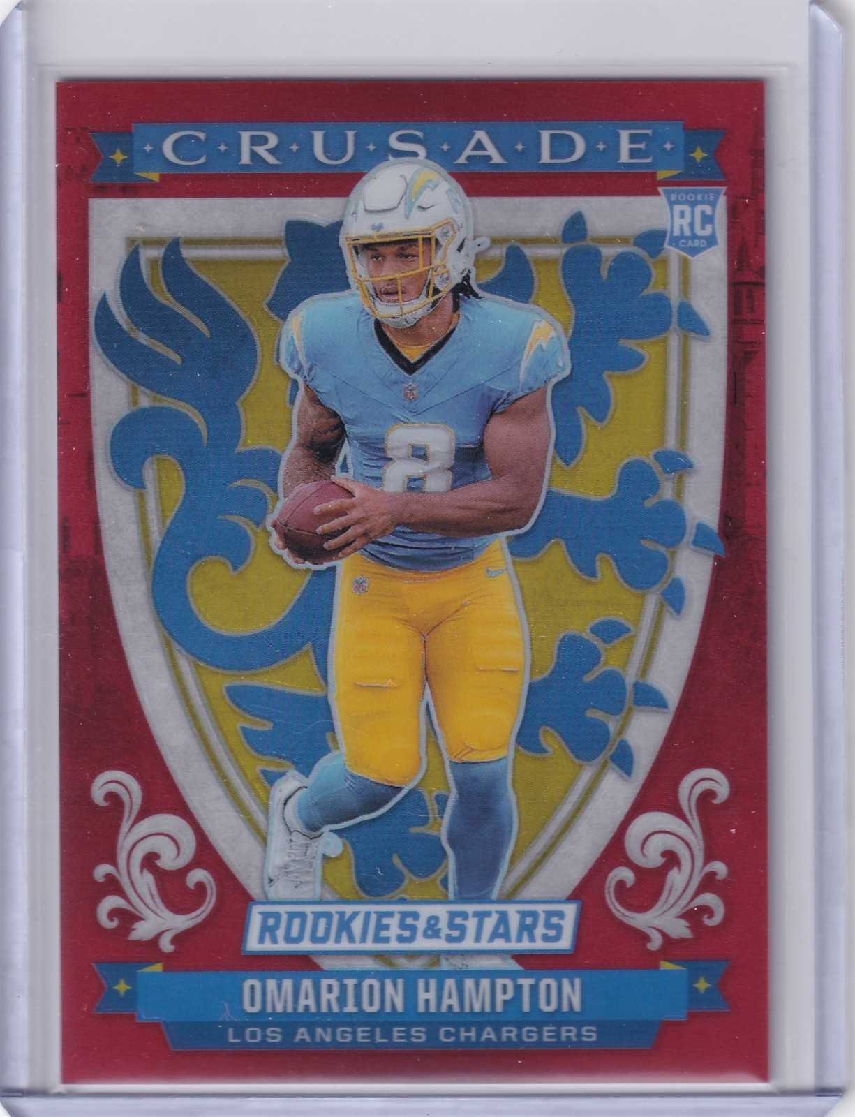 2025 Panini Rookies & Stars OMARION HAMPTON Red Crusade /99 CHARGERS