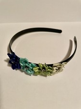 Blue And Green Colors Mini Satin Flowers Headband