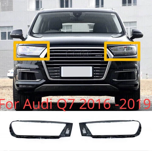 For Audi Q7 2016 -2019 Headlight Headlamp Clear Lens L+ R Cover 2Pcs pair - Picture 1 of 7
