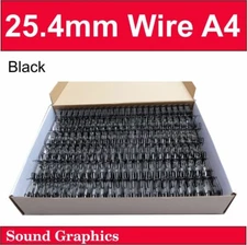 25mm 25.4mm 1" (210 sheets) TWIN LOOP BINDING WIRE Box of 50 - Black / White