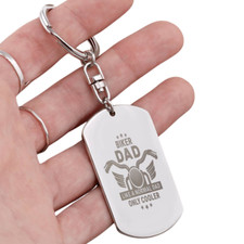 Engraved Dog Tag Keychain - Biker Dad