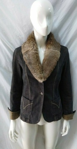 giacca jeans donna diana gallesi con collo pelliccia lapin coniglio taglia  44 | eBay