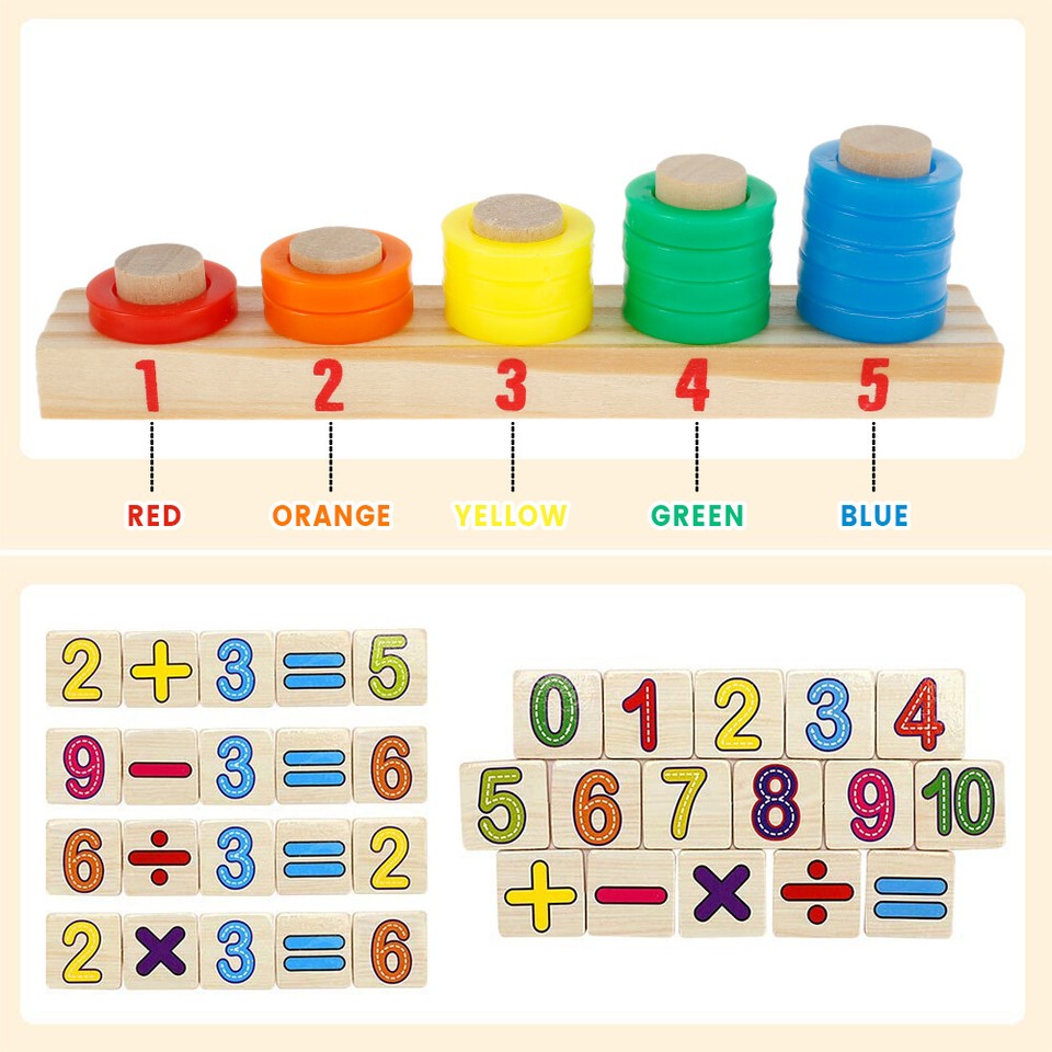 Montessori Math Toy Number Learning Game Wooden Board Toy Preschool