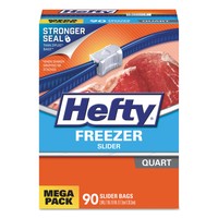 Hefty Slider Bags Freezer 1 Qt 1 Mil Clear 90/box 4 Boxes/carton R83290ct on sale Hefty Slider Bags Freezer 1 Qt 1 Mil Clear 90/box 4 Boxes/carton R83290ct on sale