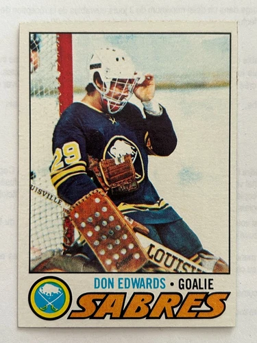 TOPPS HOCKEY 1977-78 DON EDWARDS ROOKIE CARD # 201 BUFFALO SABRES EXCELLENT