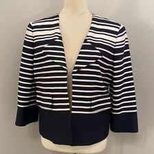 Classiques Entier navy and cream striped tweed jacket Size L