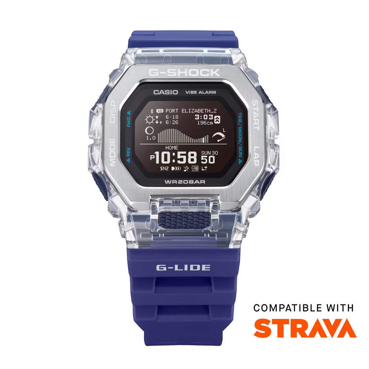 CASIO G-SHOCK GBX-100S-2 G-LIDE BLUETOOTH BLUE / PURPLE DIGITAL