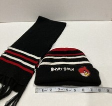 Angry Birds Beanie Hoodie with matching scarf  Red/Black hat cap Boys Or Girls