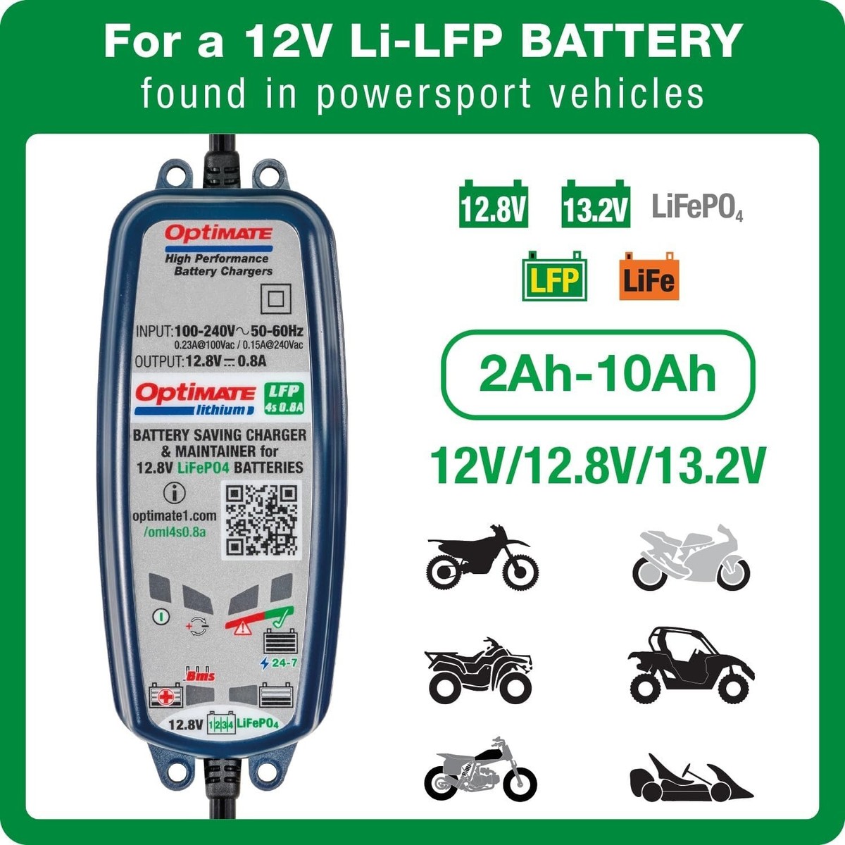 TM-471 OptiMate 4s 0.8A Lithium Battery Charger Maintainer 12.8V