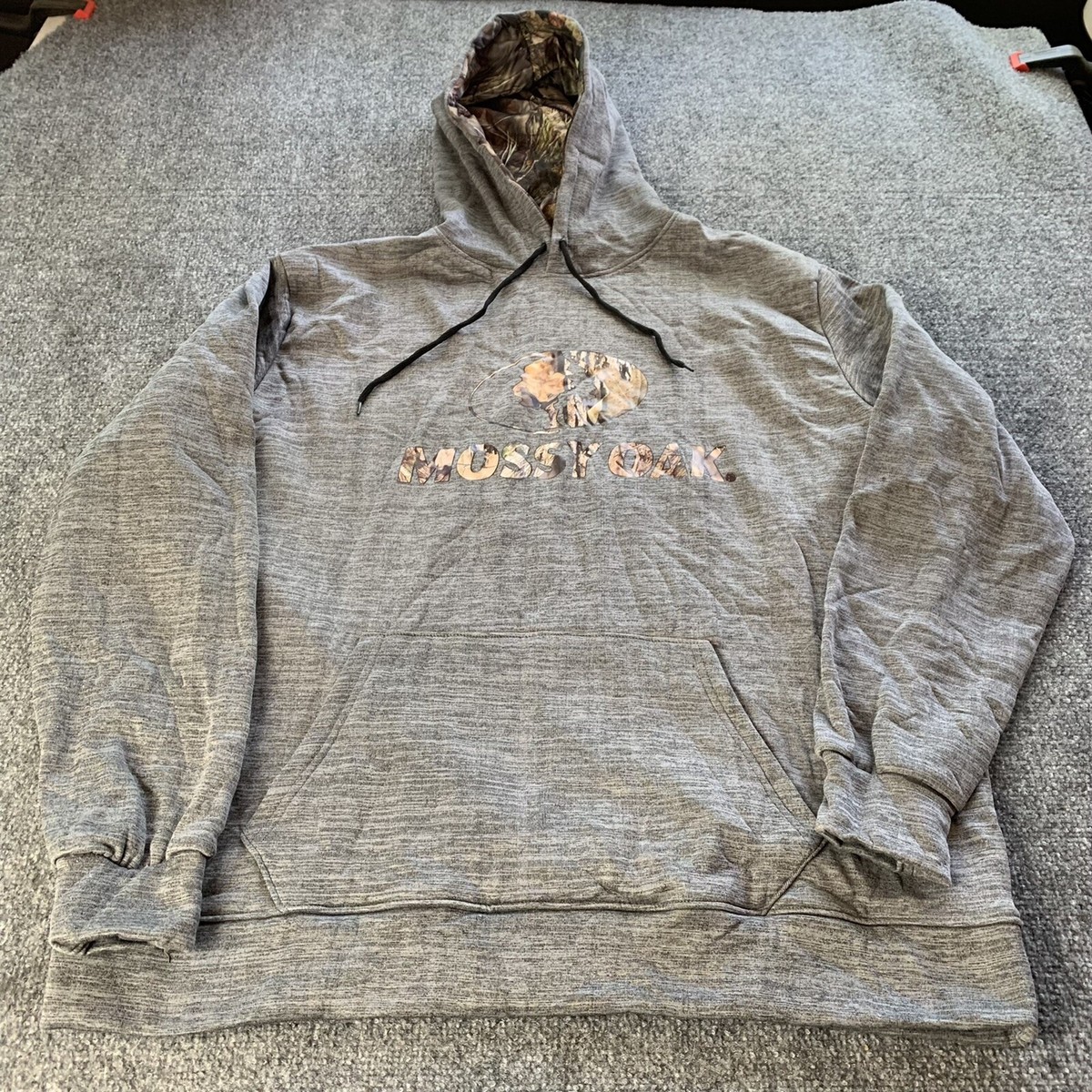 Mossy Oak Hunting Pullover Performance Fleece Hoodie Gray Mens