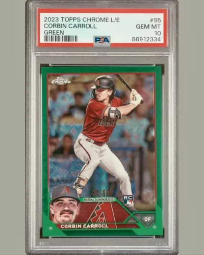 2023 Topps Chrome Logofractor CORBIN CARROLL Green Logofractor RC #'d /99 PSA 10