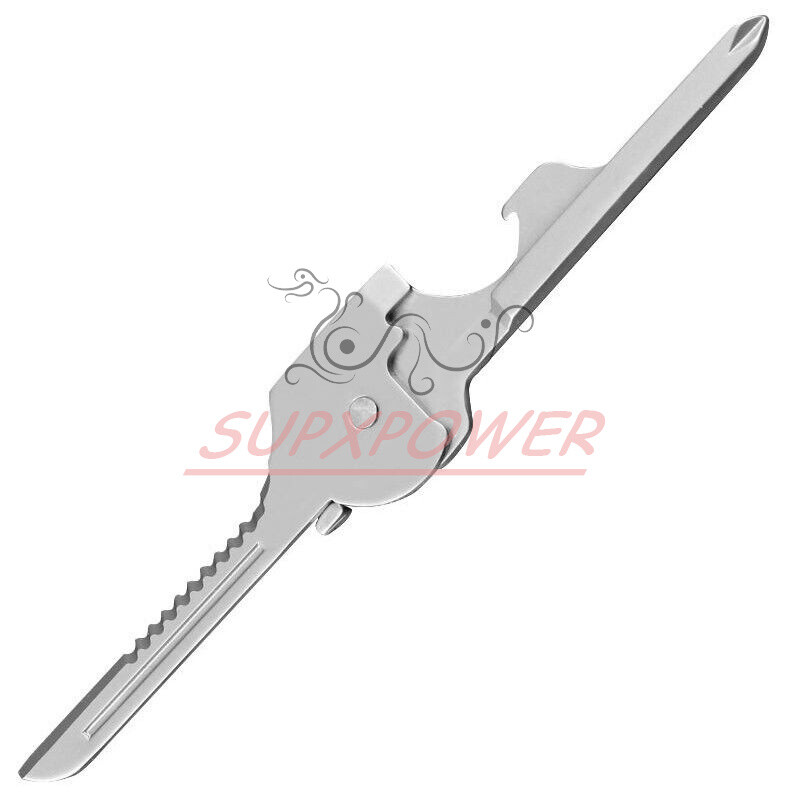 New 6-in-1 Utili Key Tool Keyring Keychain Multifunction Stainless ...