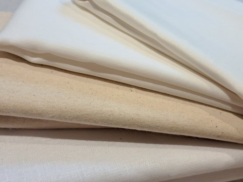 Organic Cotton 4 x 1/4mt craft fabric bundle natural Linen, Silk, Voile, calico - Picture 7 of 17