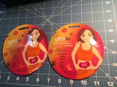 Yes To Belly Up Paper Mask Coconut Banana Hibiscus 2 Mask Lot-New Free Shipping