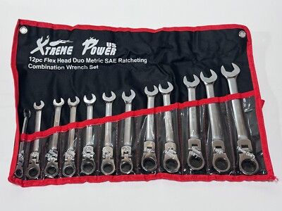 XtremePowerUS 18720-XP 12pc Flex Head Duo Metric SAE Ratcheting Wrench Set, RARE