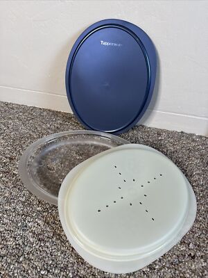 Tupperware Heat & Serve Oval Serving Platter 3 Pc Set 4618, 19, 20 Micro VTG NOS