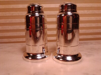 E.P.A1 Vintage Silver Plate Salt & Pepper Shakers Art Deco