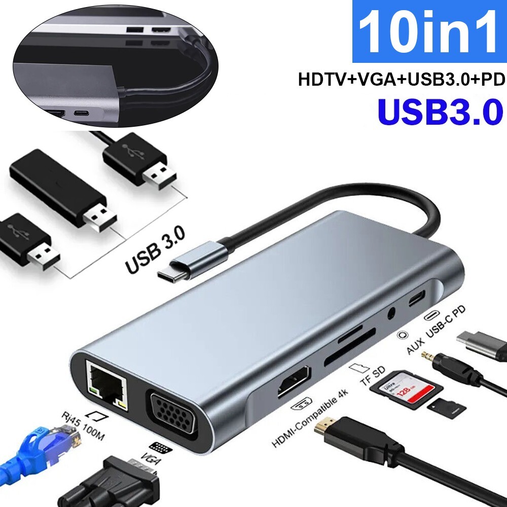 Adattatore USB C A HDMI 3 In 1 &ndash; Hub Multiporta Tipo C A 4K HDMI, 20cm