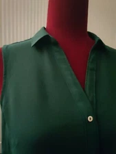 👚 H & M Size 4 Women's Blouse Sleeveless Dark Green