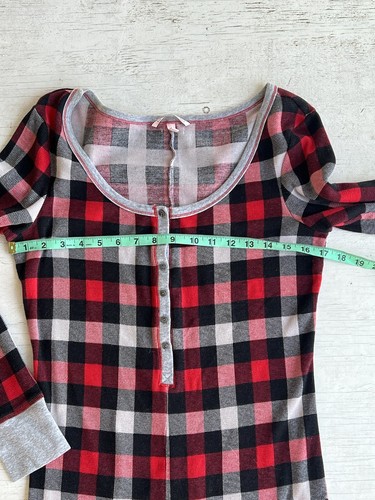 Victoria's Secret Red & Black Plaid Pajama Jumper Cozy Romper Large NWOT - Picture 6 of 10