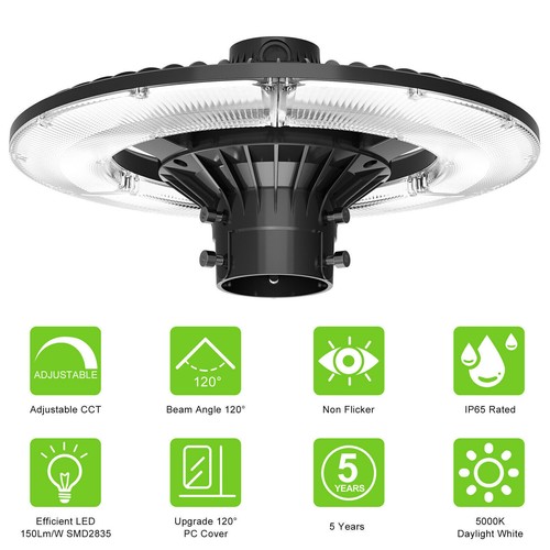 80W Led Post Light Dusk to Dawn Outdoor Post Top Circular Area Pole Garden Light - Picture 2 of 13
