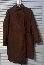 Divided By H&m Asymmetrical Hem Coat Dark Burgandy Snap New 14
