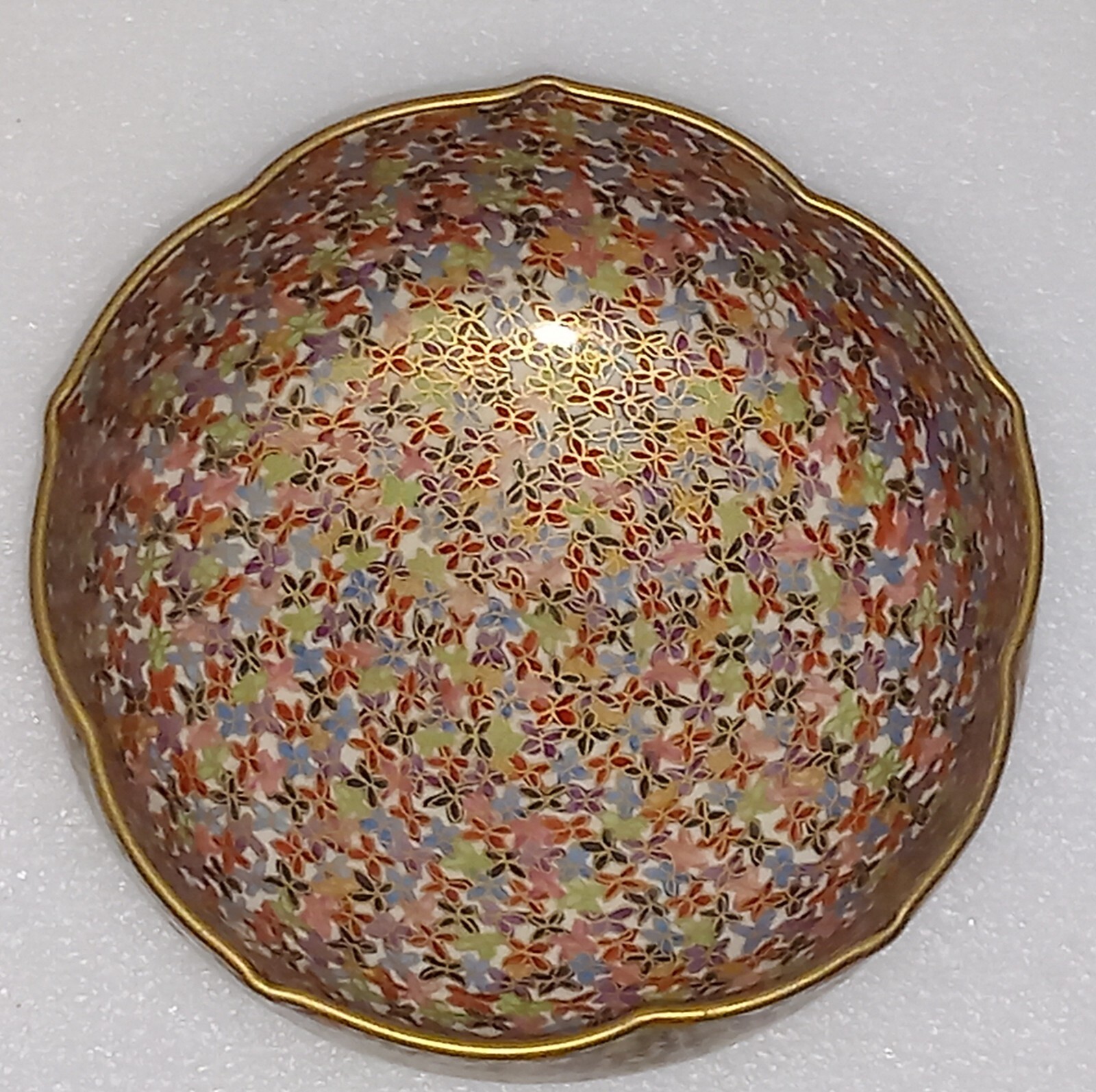 Japanese Satsuma Bowl Thousand Flowers Millefiori Signed Koshida c1912