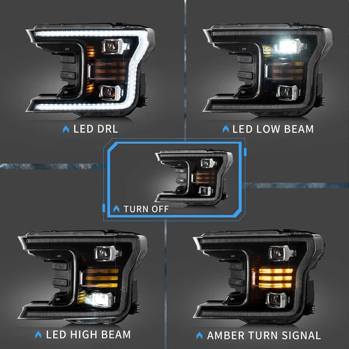 VLAND Full LED Headlights Lamps for Ford F150 XLT XL SSV king 2018 2019 2020 Set - Picture 2 of 12