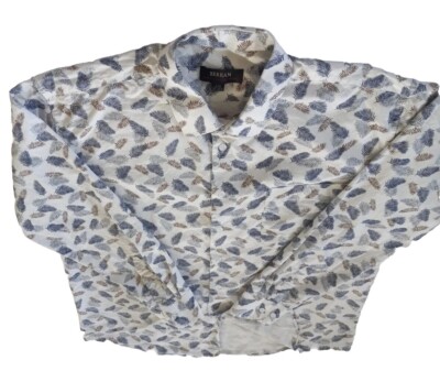Berkama Men's Long Sleeve Button Up Shirt Large Floral Hawaii Pattern Multicolor
