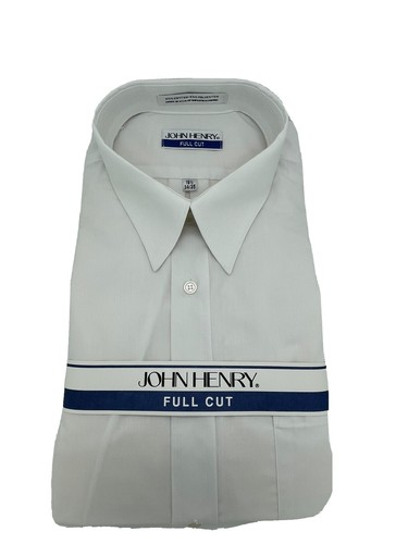 john henry dress shirts John Henry Button Up Shirt Men's 18 34 XXL Light Blue Long Sleeves Pocket  Work