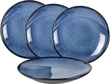 Ceramic Dinner Plates - Large Dessert, Salad Plate 10.25 Inch Set of 4 for Steak