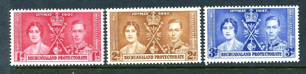 Bechuanaland 121-123, MNH, Coronation 1937 Queen Elizabeth King George VI
