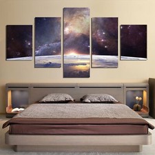Space Galaxy Planet  Stars 1, 2, 3, 4  5 Piece Canvas Wall Art Decor Images Mu
