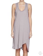 Robe débardeur BASSIKE été gris mélangé asymétrique torsadé coton bio taille M