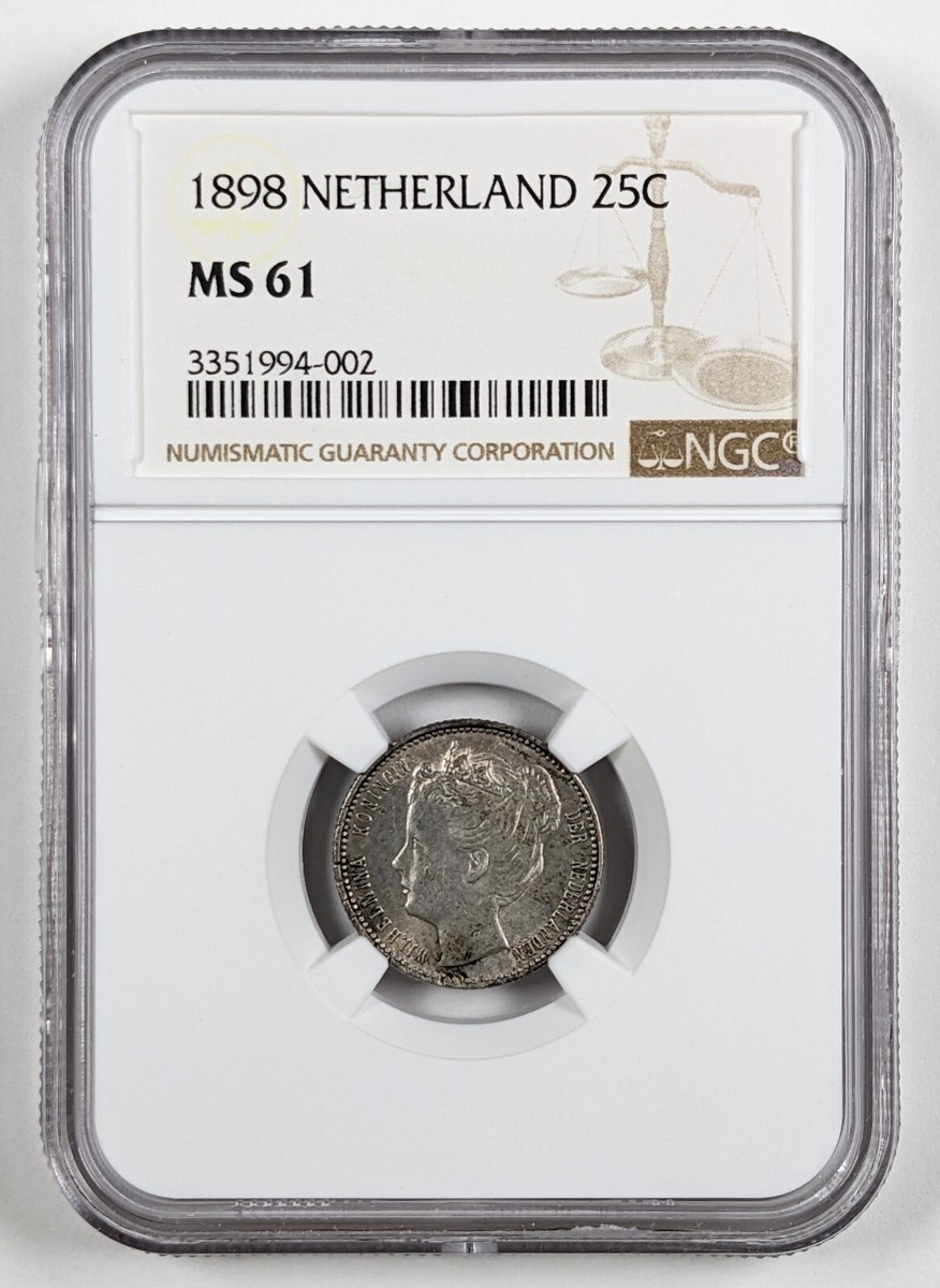 1898 Netherlands Silver 25c NGC MS61 | eBay