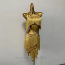 Latin Dance Dress Adult Children Rumba Tango Chacha AB Stones Tassel Competition