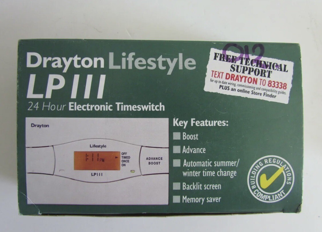 DRAYTON LIFESTYLE LP111 ELECTRONIC 24HR SINGLE CHANNEL TIME SWITCH *BNIB*