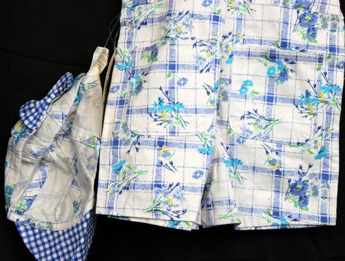 VTG 90s Rachel's Kids Blue Plaid Overalls Hat Floral Girls 4T Summer Spring - Picture 7 of 12