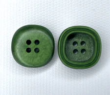 VTG Green Lucite Buttons Set of Seven Rounded Squares 3/4" Reversible 1940s/50s