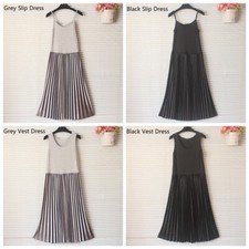 Femme Complet Slip Jupon Plissé Velours Patchwork Débardeur Robe